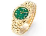 PPM Factory Rolex DD 2836/3255 Movement 18K Gold President Band Green Face Roman Numerals Watch
